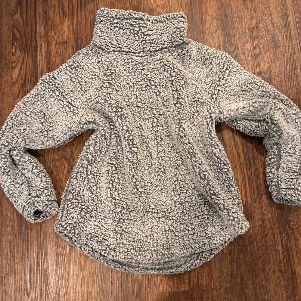 Cozy Gray Sherpa Pullover
